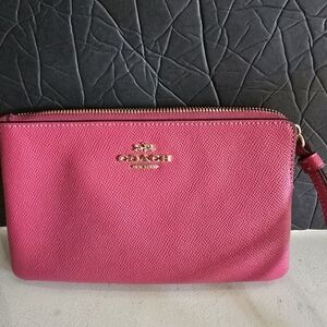 Coach Fuchsia Leather Wristlet